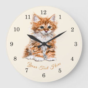 Niedlich Kitty - Sweet - Custom Text / Name Große Wanduhr
