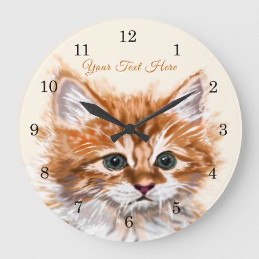 Niedlich Kitty - Sweet - Ihren Text hinzufügen / N Große Wanduhr (Vorderseite)