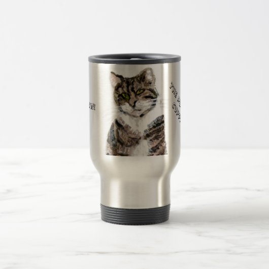 Niedlich Kitty Tabby Cat Art Custom Reisebecher (Mittel)