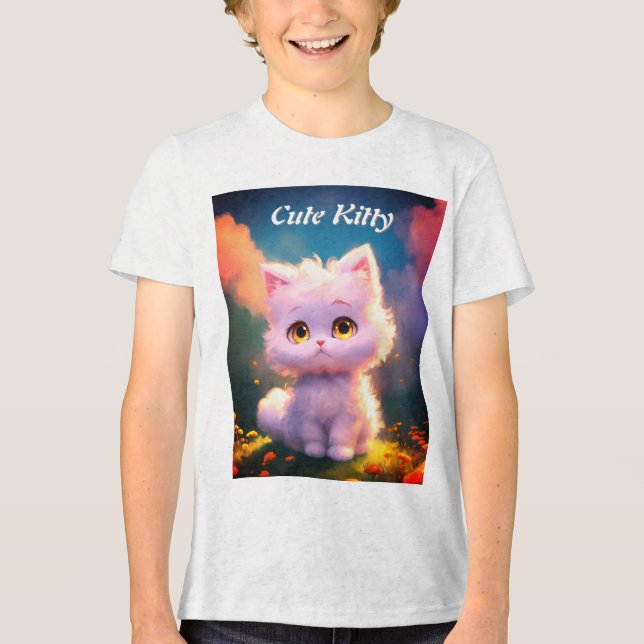 Niedlich Kitty Tri-Blend Shirt (Vorderseite)