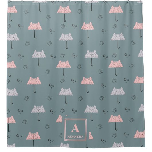 Niedlich Kitty Umbrella Duschvorhang (Vorderseite)