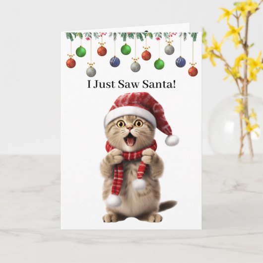 Niedlich Kitty Whimsical Cat Weihnachtskarte Karte (Gelbe Blume)