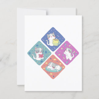 Niedlich Kitty's Besetzte Tagesdarstellung Postkarte