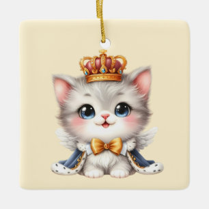 Niedlich kleine Kitten Prince Keramikornament