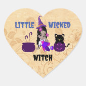 Niedlich-Kleine Wicked-Hexe Schwarze Katze Magic C Herz-Aufkleber (Vorderseite)