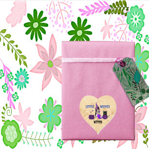 Niedlich-Kleine Wicked-Hexe Schwarze Katze Magic C Herz-Aufkleber