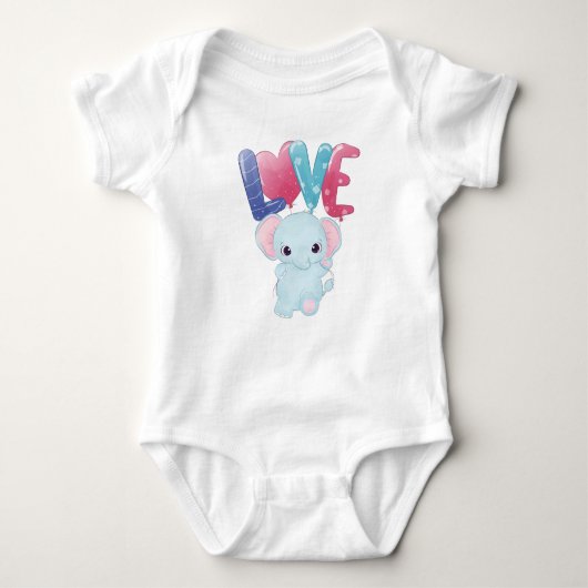 NIEDLICH KLEINER BLUE ELEPHANT MIT LIEBE BABY STRAMPLER (Vorderseite)