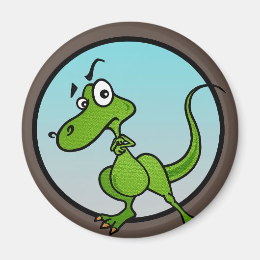 NIEDLICH KLEINER CARTOON DINOSAUR ROUND MAGNET (Vorne)