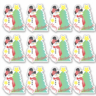 Niedlich Kleiner Künstlerischer Schneemann Aufkleber