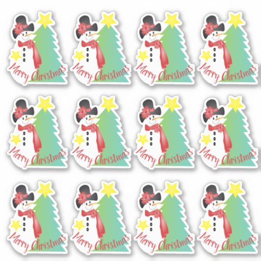 Niedlich Kleiner Künstlerischer Schneemann Aufkleber (Vorderseite)