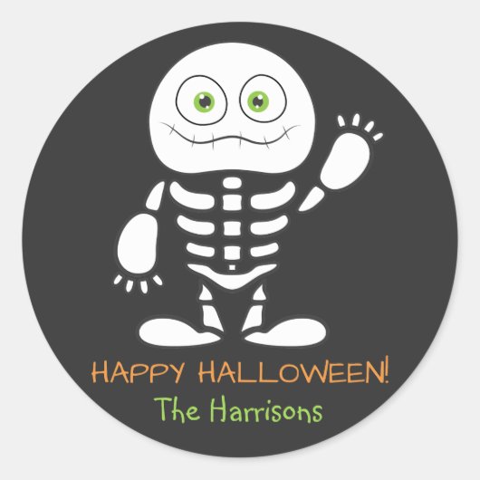 Niedlich-Kleiner Skelettsticker Personalisiert Runder Aufkleber (Vorderseite)