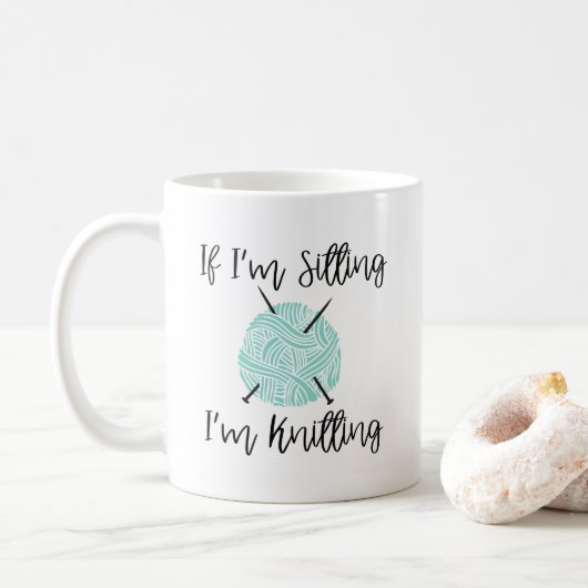 Niedlich Knitter Tasse, wenn ich sitze stricke ich Kaffeetasse (Mit Donut)