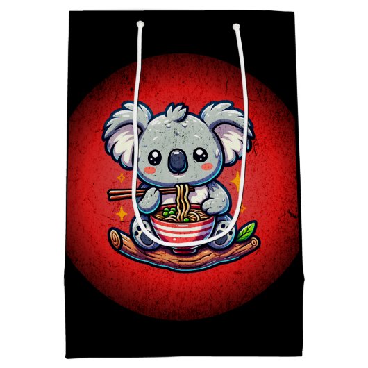 Niedlich Koala aß Ramen Mittlere Geschenktüte (Rückseite)