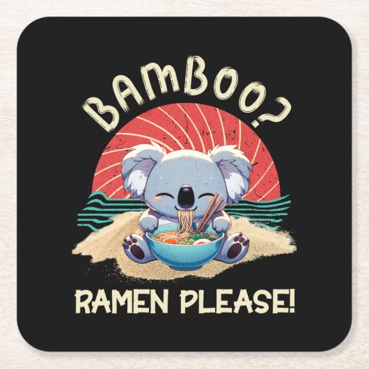 Niedlich Koala aß Ramen Vintag Sunshine Rechteckiger Pappuntersetzer (Vorderseite)