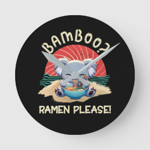 Niedlich Koala aß Ramen Vintag Sunshine Runde Wanduhr