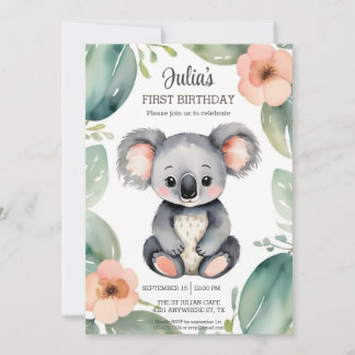 Niedlich Koala Baby Geburtstag Einladung