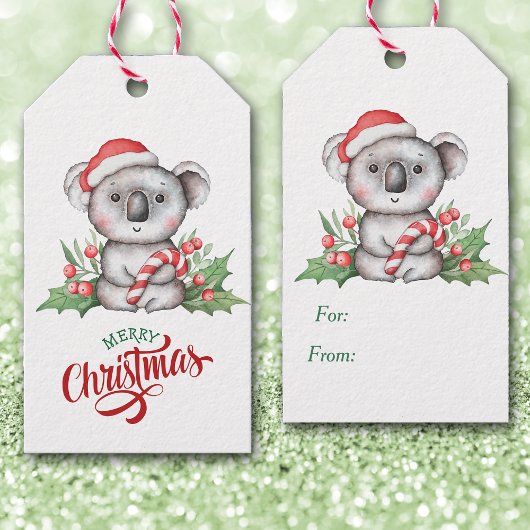 Niedlich Koala Bear Candy Cane Geschenkanhänger