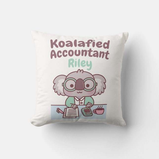 Niedlich Koala Bear Koalafied Accountant Funny Pun Kissen (Vorderseite)