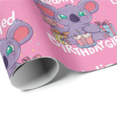 Niedlich Koala Bear Koalified Birthday Girl Pink Geschenkpapier (Rolleneckpunkt)
