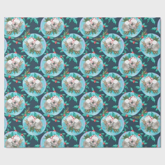 Niedlich Koala Christmas Dreamtime Blue Geschenkpapier (Saum)