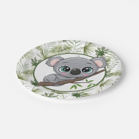 Niedlich Koala Cub Pappteller (Schrägansicht)
