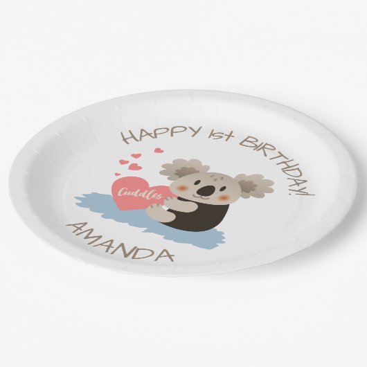 Niedlich Koala Cuddles ID386 Pappteller (Schrägansicht)