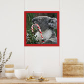 Niedlich Koala Eating Candy Cane Poster (Küche)