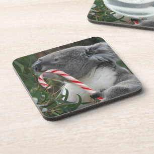 Niedlich Koala Eating Candy Cane Untersetzer