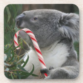 Niedlich Koala Eating Candy Cane Untersetzer (Vorderseite)