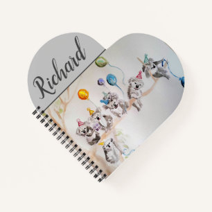 Niedlich Koala Geburtstagsparty Ballon Boys Kinder Notizblock