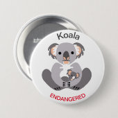 Niedlich - KOALA - gefährdete Tiergrafik - Button (Vorne & Hinten)