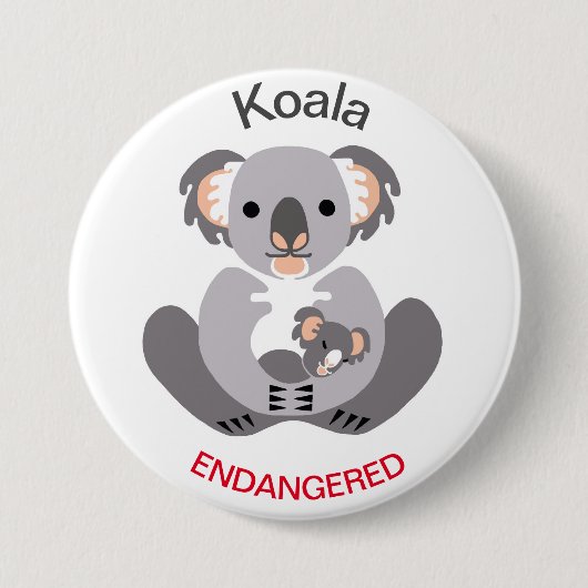 Niedlich - KOALA - gefährdete Tiergrafik - Button (Vorderseite)