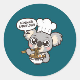 Niedlich Koala genießt Ramen Runder Aufkleber