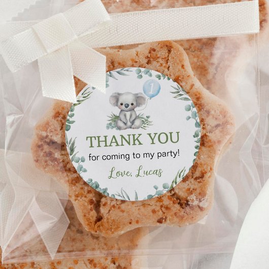 Niedlich Koala Greenery Girl Birthday Runder Aufkleber