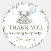 Niedlich Koala Greenery Girl Birthday Runder Aufkleber (Vorderseite)