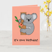 Niedlich Koala Happy Birthday Karte (Gelbe Blume)
