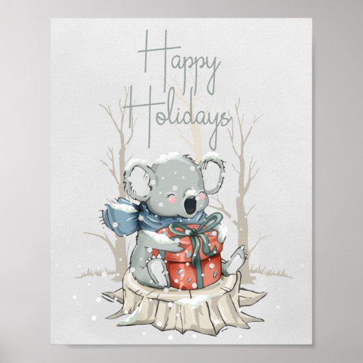 Niedlich Koala Happy Holidays Weihnachten Poster (Vorne)