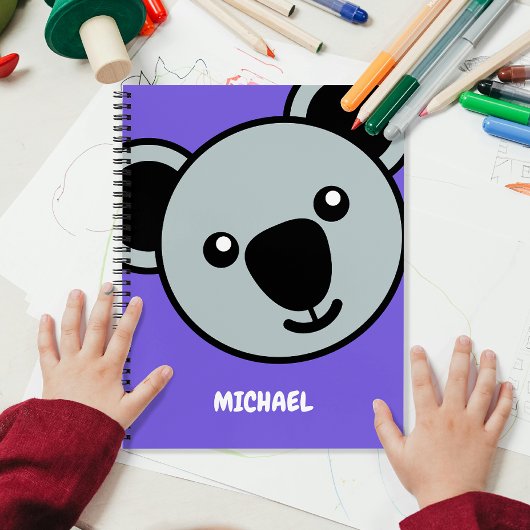 Niedlich Koala Head | Monogram, Simple Cartoon Nam Notizblock