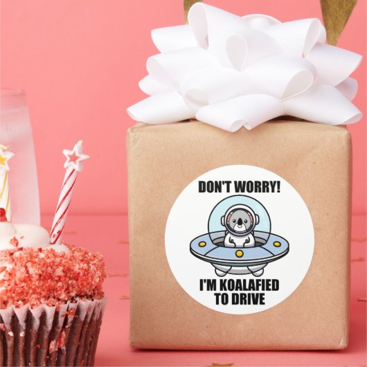 Niedlich Koala neuer Treiber Ich bin koalafied, um Runder Aufkleber (Party)