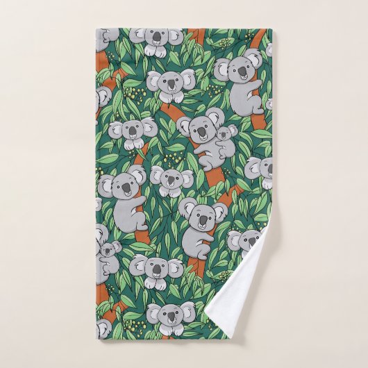 Niedlich Koala Pattern Hunter Green Badhandtuch Set (Handtuch)