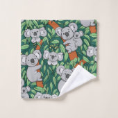 Niedlich Koala Pattern Hunter Green Badhandtuch Set (Waschlappen)
