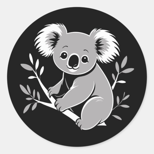 Niedlich Koala Runder Aufkleber (Vorderseite)