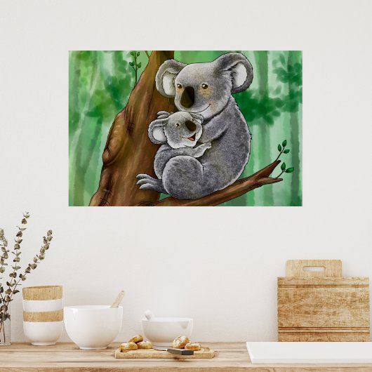Niedlich Koala und Baby Poster (Küche)
