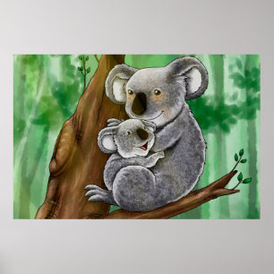 Niedlich Koala und Baby Poster