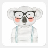 Niedlich Koala Wearing Glasses Quadratischer Aufkleber (Vorderseite)