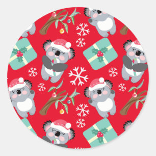 Niedlich Koala Weihnachten Runder Aufkleber