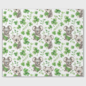 Niedlich Koalas Green Hat Kleeblatt St. Patrick's Geschenkpapier (Flach)