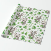 Niedlich Koalas Green Hat Kleeblatt St. Patrick's Geschenkpapier (Ungerollt)