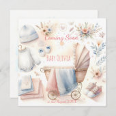 Niedlich kommende Ankündigung Einladung (Vorne/Hinten)