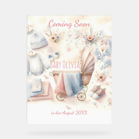 Niedlich kommende Ankündigung Einladung Acrylschild (Vorderseite)